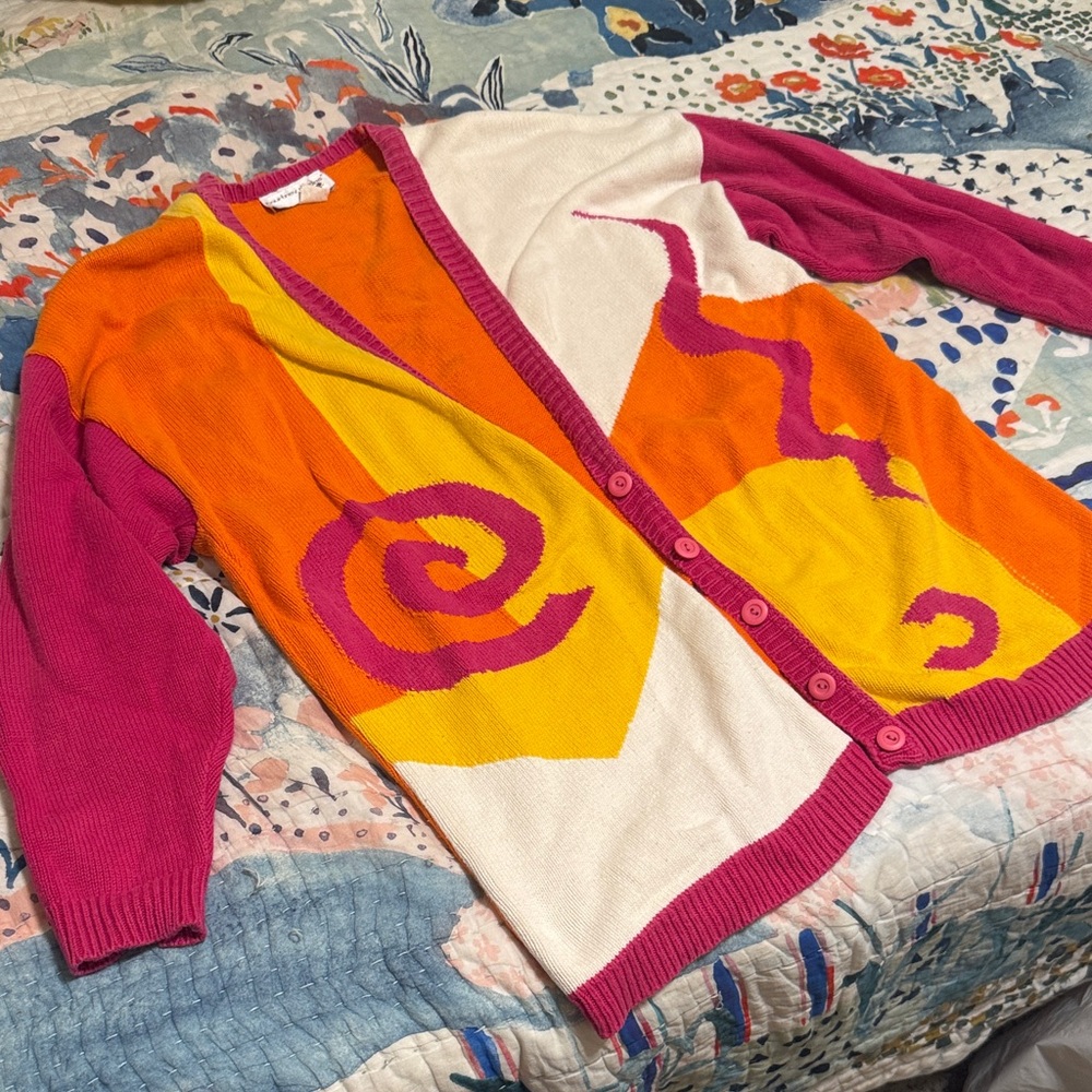 Vibrant Pink and Orange Women's Cardigan